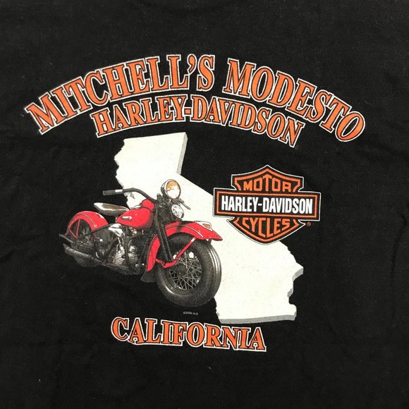 Harley Davidson T Shirt Mens M L Black Pirate Skull California Motorcycle - Picture 9 of 10